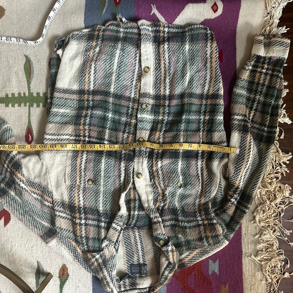 Vintage Raw Rags 100% Cotton Plaid Button-Up Flannel Shirt earth tones M - Picture 3 of 5